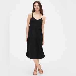 GAP Midi Tiered Sundress BOHO Petite XS Black NEW with tag